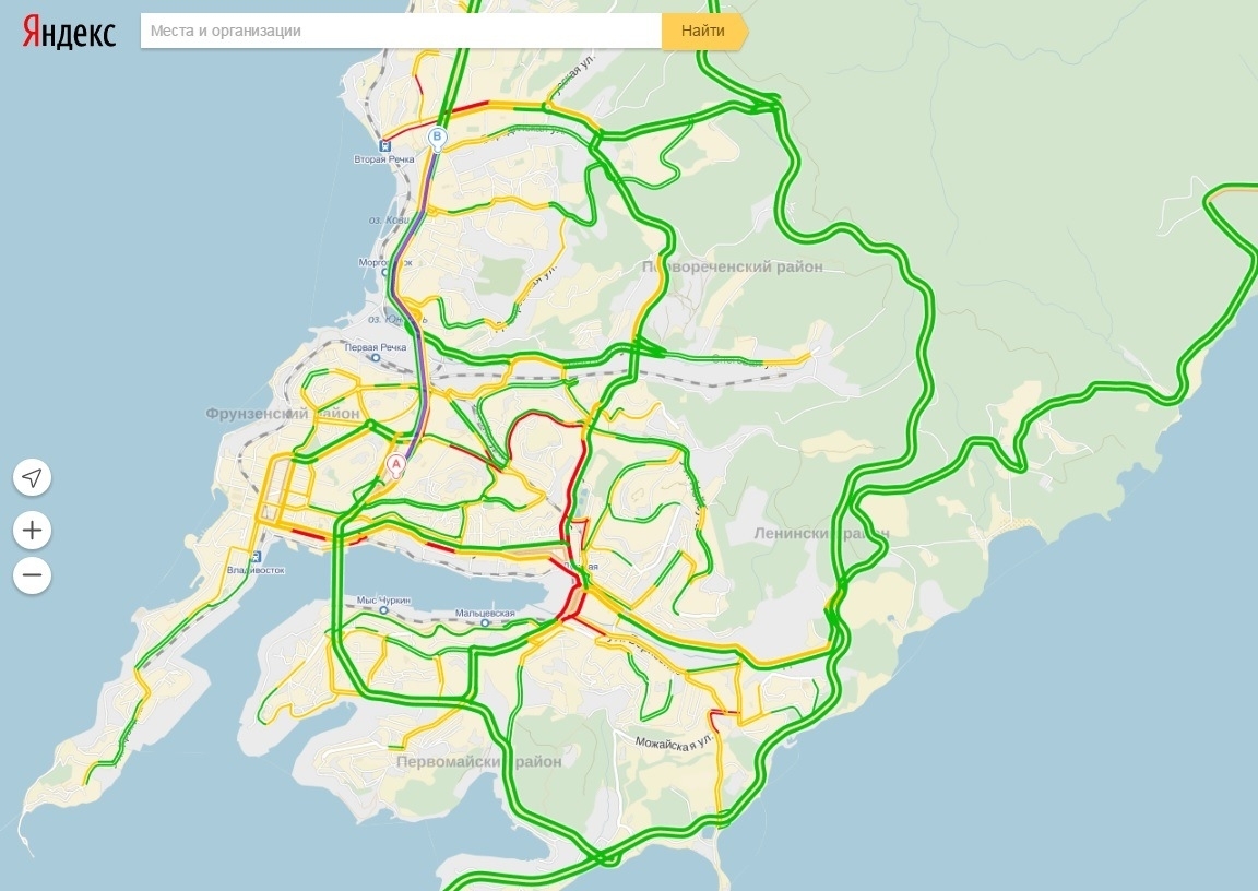 Карта пробок владивосток